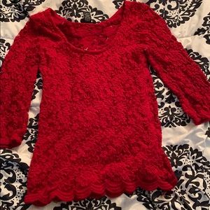 Red lace blouse